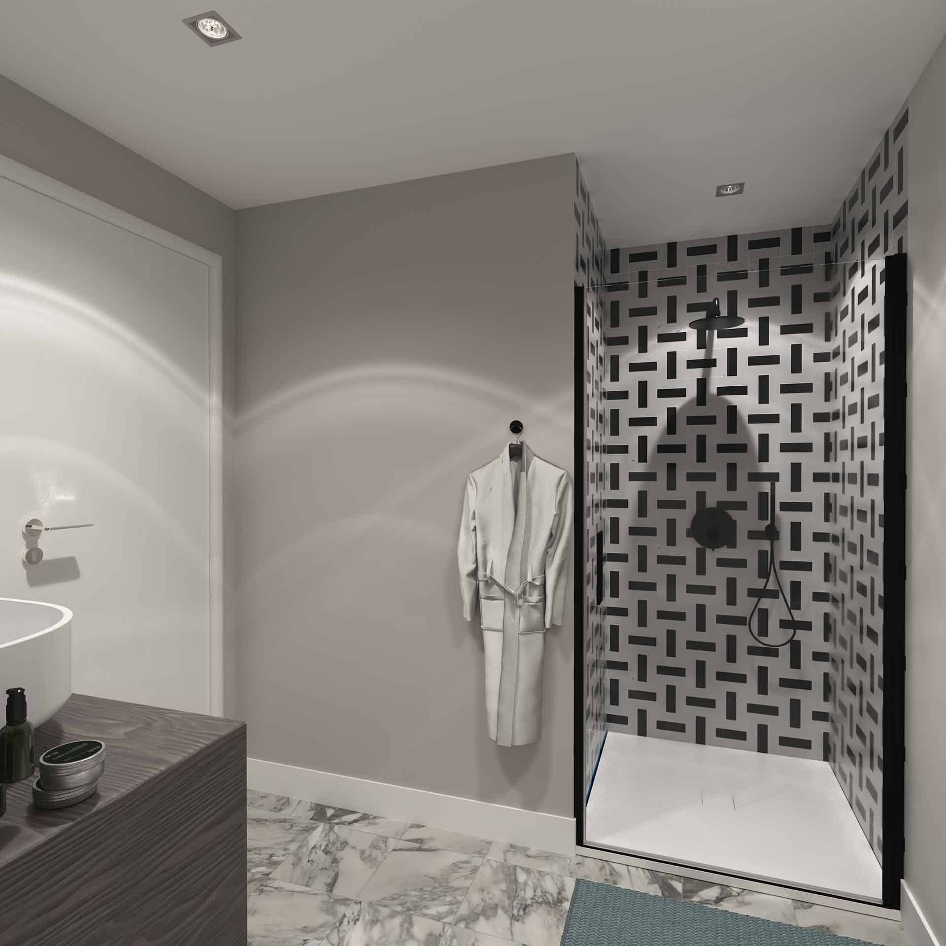 Contemporary Bathroom Retreat: Step into a bathroom that blends modern aesthetics with smart design, offering relaxation and efficiency in every detail.